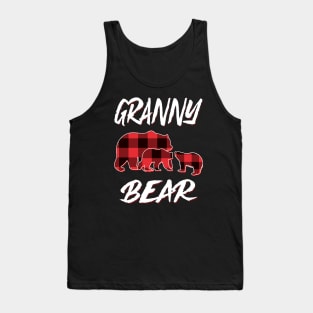 Granny Bear Red Plaid Christmas Pajama Matching Family Gift Tank Top